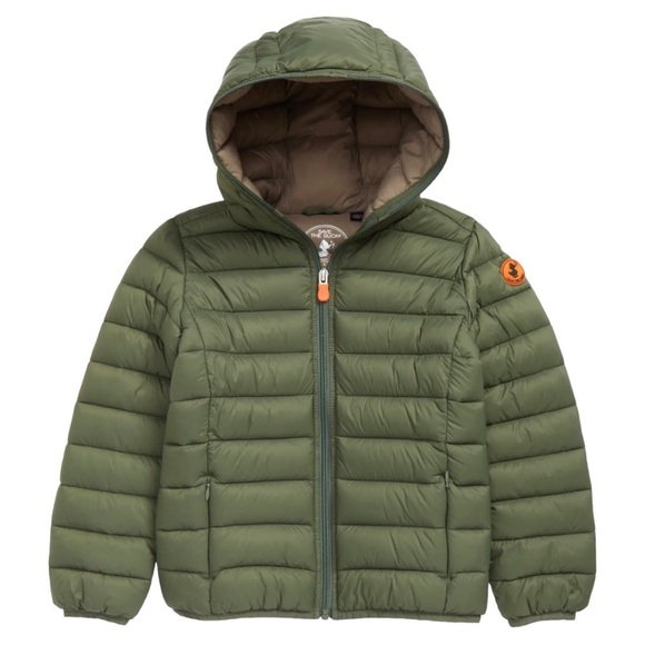 NWT Save the Duck Kids' Dony Puffer Coat Hooded Green Size 2T - Picture 1 of 6